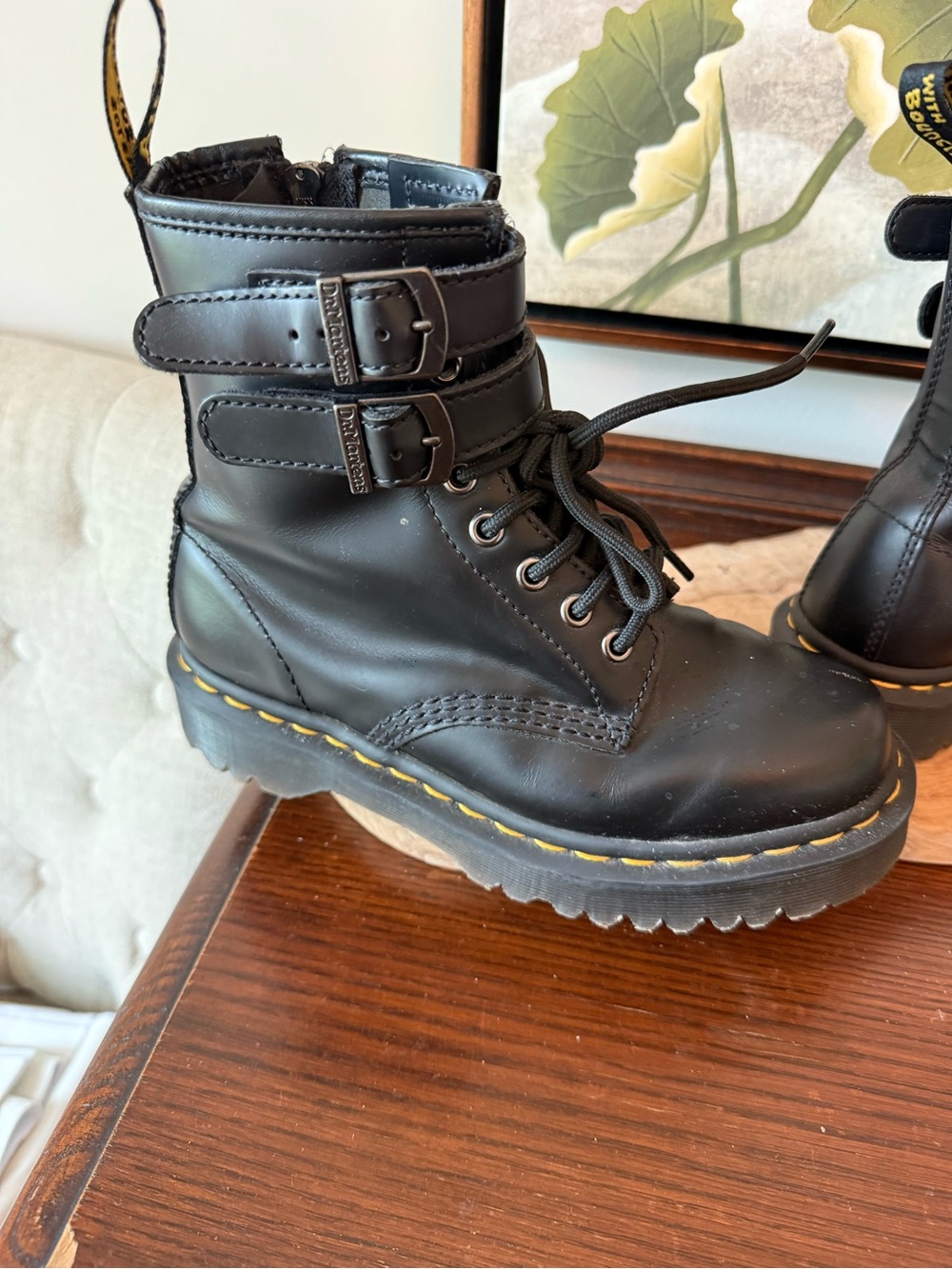 Dr. Martens 1460 Womens Zip Black double buckle Buckle Boot - Picture 11 of 16